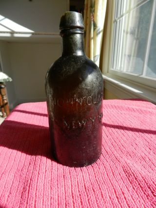 1830s To 40s Crude John Clarke York Dark Green Congress Spring Water Bottle