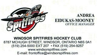 Ohl Windsor Spitfires Hockey Business Card