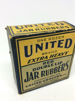 Antique Fruit Jar Rubbers Box Portland Ore United Grocers Heavy Duty 1930s