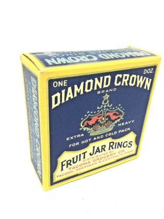 Rare Antique Fruit Jar Rubbers Box Tacoma Grocery Co Wa Diamond Crown 1930s