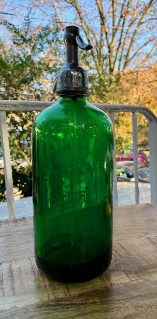 M.  Hershik Antique Vintage Seltzer Green Seltzer Bottle From Brooklyn Ny
