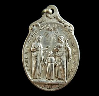 Holy Family Antique Catholic Medal Pope Pius X Signed Benediction Gemany
