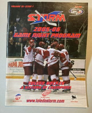 Old Vintage 2005 - 06 Echl Hockey Defunct Toledo Storm Game Program
