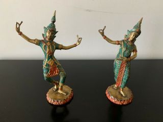 Thai Dancing Angels Teppanom Male Female Brass Bronze Art Decor