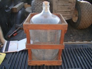 Vintage Great Bear Spring Co 5 Gallon Glass Water Bottle With Wood Crate