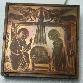 Vtg.  Copper Plate Jesus Mary Joseph Etching Intaglio Printing Religious 1f