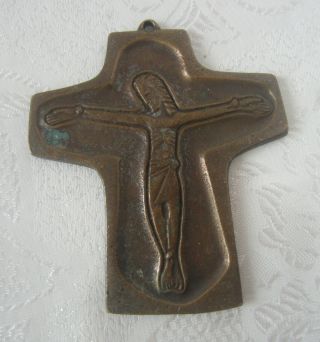Rare Metal Bronze Brass Cross Crucifix Patina,  Vintage 1978,  3,  "