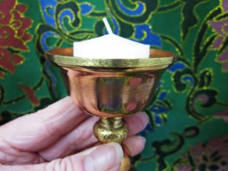 Unique & Special Copper & Brass 3 " Tibetan Buddhist Butter Lamp W/10 Hour Votive