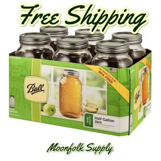 Ball Glass Mason Jars With Lids & Bands,  Wide Mouth,  64 Oz 6 Count Fast