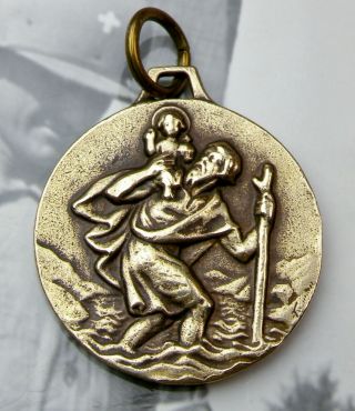 Wwii Chaplains Vintage Catholic St.  Christopher D - Day 1944 Protection Medal