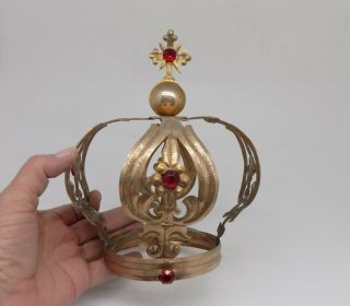 Antique Holy Crown Halo Copper For Madonna Virgin Saint Big A - 11