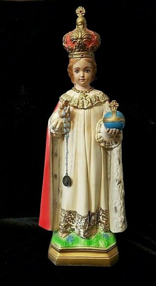 Vintage Jesus Infant Of Prague Columbia Statuary Chalkware Religious Statue