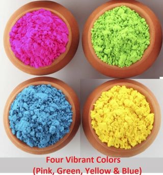 Natural Holi Rangoli Color Powder (assorted Colours,  100 Gms) - Pack Of 4