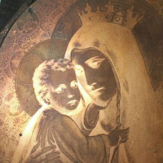 Copper Plate Madonna with Child Etching Intaglio Printing Religious 1J 2