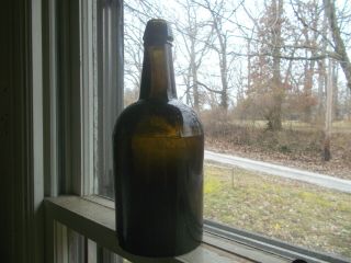 Early Sand Pontil 1840s Privy Dug Dark Green Blackglass 3 Pc Mold Ale Bottle