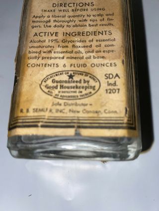 Vintage Kreml Hair Tonic 6 oz bottle With Label - 1/2 Full - BG29 3