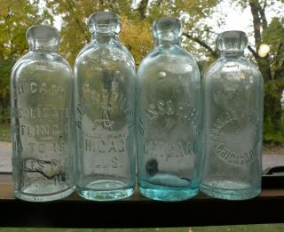 Four Pre 1900 Hutchinson Soda Bottles From Chicago Il