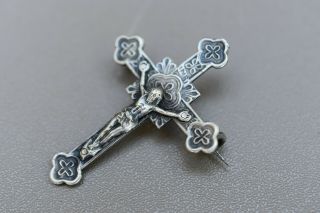 ⭐ Antique/vintage French Crucifix,  Religious Cross,  Brooch