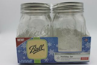 4 Pack Ball Holiday Jar Pint 16 Oz Ball Mason Jars Regular Mouth Canning,  Candle
