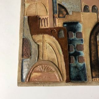 Vintage Jerusalem Enamel Glaze Tile - Layered City Scape - Large Wall Hanging 3