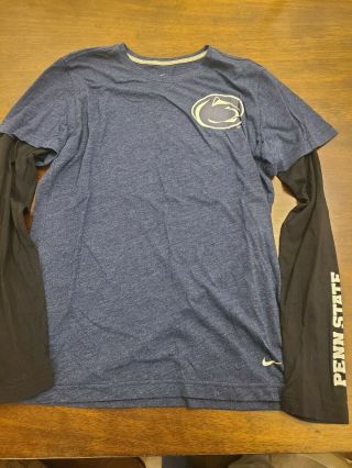 Nike Penn State Womens Long Sleeve Shirt Blue/black Excellend Shape Size X - Large