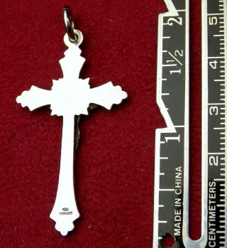 Catholic Bishop ' s Vintage Sterling Silver Baroque Style Rosary Cross Crucifix 3