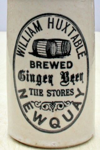 Vintage William Huxtable Newquay Cornwall Barrel Pic Stone Ginger Beer Bottle