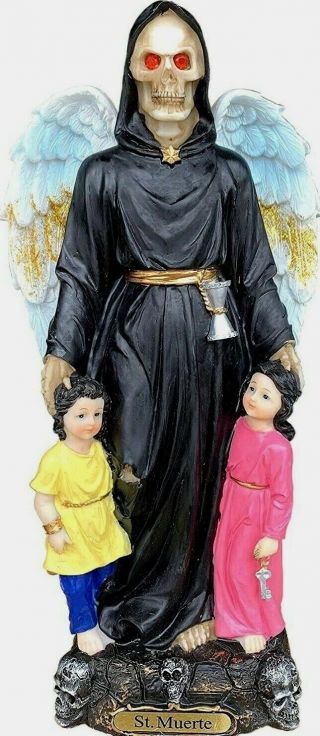 Santa Muerte 12 " Statue Black Dress Grim Reaper Kids Holy Death Skull 6650bk - 12
