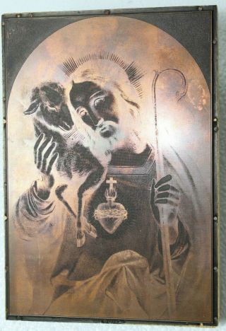 Copper Plate Jesus With Lamb Etching Intaglio Printing Religious 1l