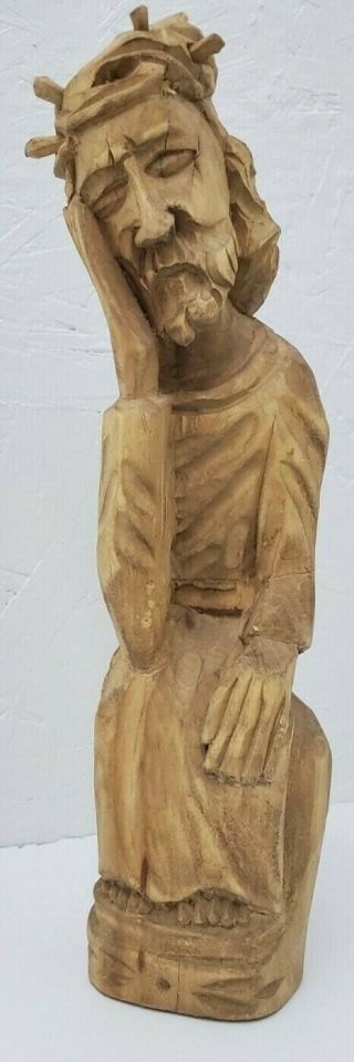 Hand Carved Wooden Jesus Christ Sitting Statue,  11.  5 Inches,  God Christianity