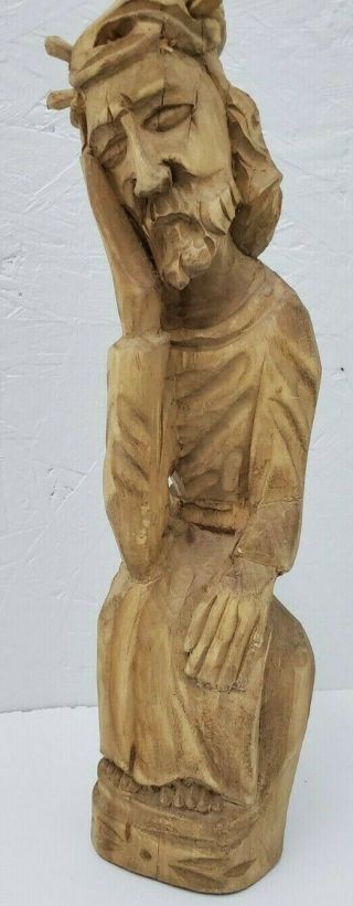 Hand Carved Wooden Jesus Christ Sitting Statue,  11.  5 Inches,  God Christianity 2