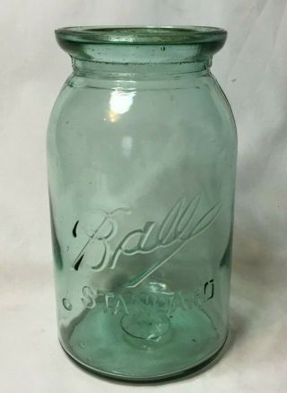 Vintage Aqua Quart Qt Wax Seal Sealer Fruit Jar Canning Jar Ball Standard 13