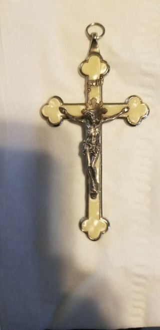 Vintage Mother Of Pearl Crucifix Cross 4.  5 Inches Long Made In Germany