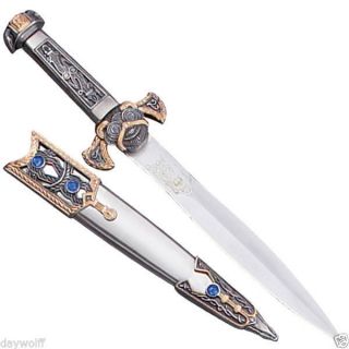 Athame Two Tone Medieval Ritual Dagger With Blue Stones,  Wicca Pagan