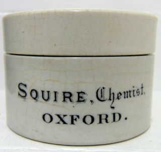 Squire Chemist Of Oxford Printed Toogood Patent Pot With Lid C1890 