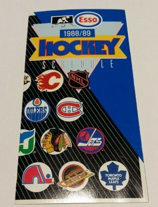 1988 - 89 Esso Hockey Schedule Nhl Hockey Night In Canada Cbc