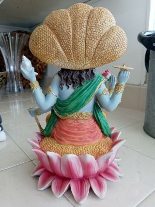 8 Inch Vishnu with Lotus Mythological Indian Hindu God Statue Figurine 2