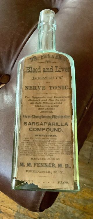 M.  M.  Fender M.  D.  Blood And Liver Tonic Medicine Bottle Sarsaparilla Compound