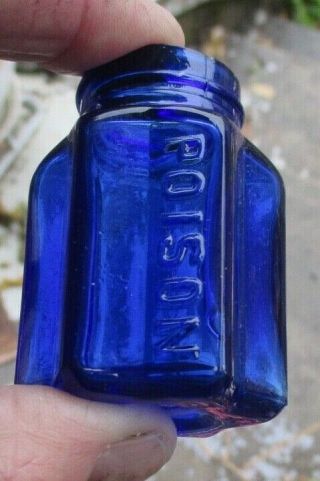 Cobalt Blue 12 Sided Star Shape Ku - 14 Abm Screw Top 2 3/8 " Poison Bottle