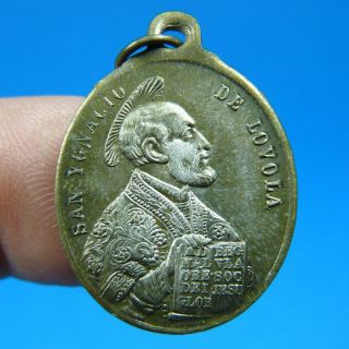 Antique St Ignatius Loyola & Virgin Mary 1830 Medal Old Religious Charm 19th