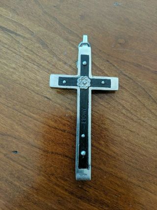 German Carmelite Nun ' s Antique Ebony Wood Habit Rosary Crucifix Cross 2