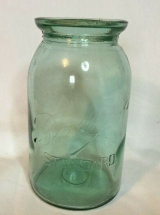 Vintage Aqua Quart Qt Wax Seal Sealer Fruit Jar Canning Jar Ball Standard 7