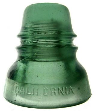 Cd 152 Hazy Green California Antique Glass Telegraph Insulator Scarce Piece