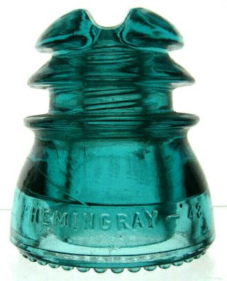 Cd 214 Blue Aqua Hemingray - 43 Antique Glass Telegraph Insulator Cable Top