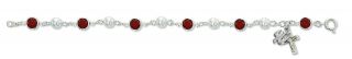 Sterling Silver Red Glass Pearls Girls Bracelet Holy Spirit Confirmation Gift