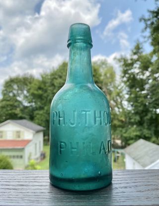 Ph J Tholey Philadelphia Pa Squat Green Porter Beer Bottle 1860s Blown Taper Lip