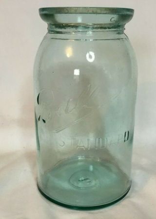 Vintage Aqua Quart Qt Wax Seal Sealer Fruit Jar Canning Jar Ball Standard 6