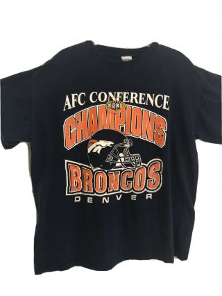 Vintage 1997 - 98 Denver Broncos Afc Champions Bowl Xxxii T Shirt Xl Tee