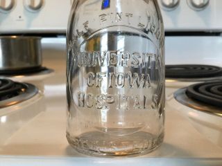 Vintage 1/2 Pt.  University Of Iowa Hospitals Milk Bottle
