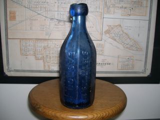 Early Easton Pennsylvania Seitz & Bro Cobalt Blue Blob Soda Bottle